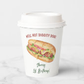 Wasserfarbener Hot-Dog-Kindergeburtstag Pappbecher (Vorderseite)