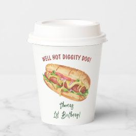 Wasserfarbener Hot-Dog-Kindergeburtstag Pappbecher