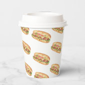 Wasserfarbener Hot-Dog-Kindergeburtstag Pappbecher (Rückseite)