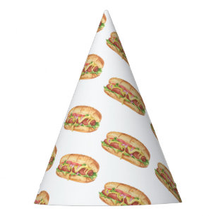 Wasserfarbener Hot-Dog-Kindergeburtstag Partyhütchen