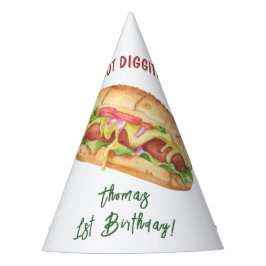 Wasserfarbener Hot-Dog-Kindergeburtstag Partyhütchen