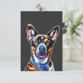 Wasserfarbener Hund Portrait Handgemalt, Abgeschie Dankeskarte (Stehend Vorderseite)