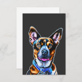 Wasserfarbener Hund Portrait Handgemalt, Abgeschie Dankeskarte (Vorne/Hinten)