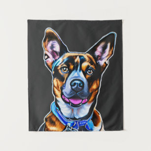 Wasserfarbener Hund Portrait Handgemalt, Abgeschie Wandteppich