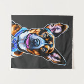 Wasserfarbener Hund Portrait Handgemalt, Abgeschie Wandteppich (Vorderseite (Horizontal))