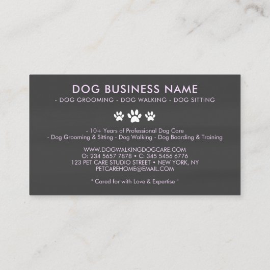 Wasserfarbener Hund Rasse Pet Grooming Pink Loyali Visitenkarte (Rückseite)