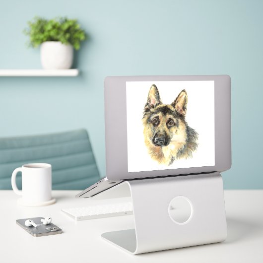 Wasserfarbener Hundehund Tier Aufkleber (Laptop auf Schreibtisch)