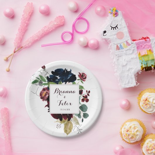 Wasserfarbener Illustrierter Fall Blumenkuchen Pappteller (Party)