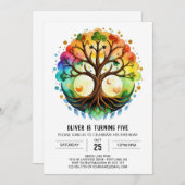 Wasserfarbener, individueller Baum des Lebens zum  Einladung (Vorne/Hinten)