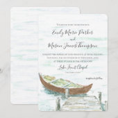 Wasserfarbener Kanusee Hochzeit Einladung (Vorne/Hinten)