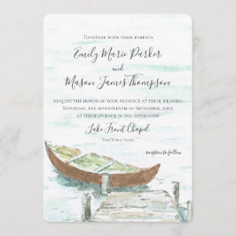 Wasserfarbener Kanusee Hochzeit Einladung