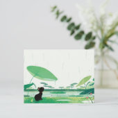 Wasserfarbener Katzenfrosch im Regen Ankündigungspostkarte (Stehend Vorderseite)