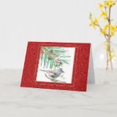 Wasserfarbener Kiefernzweig und Weihnachten Karte (Gelbe Blume)