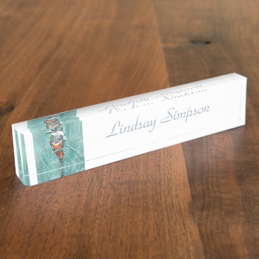 Wasserfarbener Kingfisher Bird Art Namensplakette (Seite)