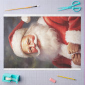 Wasserfarbener Klassiker Santa Claus lächelt roten Seidenpapier (Basteln)