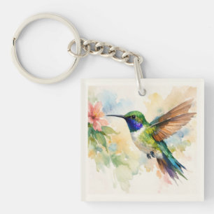 Wasserfarbener Kolibri Schlüsselanhänger