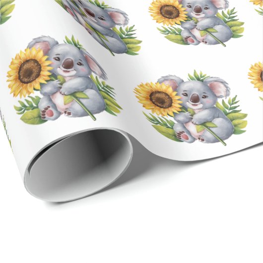 Wasserfarbener Koloa-Bär mit Sonnenblume Geschenkpapier (Rolleneckpunkt)