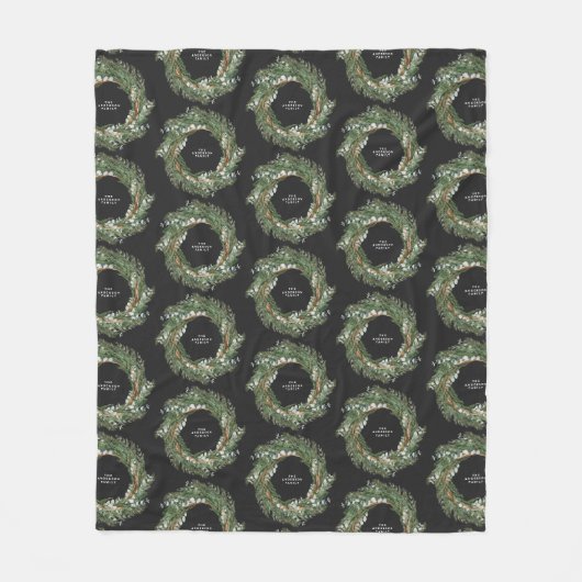 Wasserfarbener Kranz eleganter Winter personalisie Fleecedecke (Vorderseite)