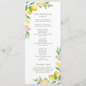 Wasserfarbener Kranz Mediterrane Zitrus-Hochzeit Programm (Rückseite)
