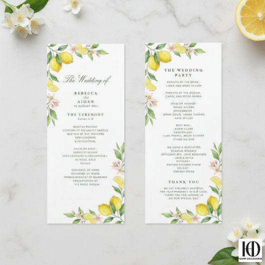 Wasserfarbener Kranz Mediterrane Zitrus-Hochzeit Programm