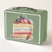 Wasserfarbener Kuchen Slice Deluxe Metall Brotdose (Rückseite)