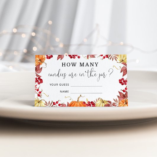 Wasserfarbener Kürbis wie viele Bonbons Begleitkarte