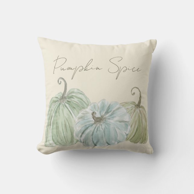Wasserfarbener Kürbisgewürz Kissen (Vorderseite)