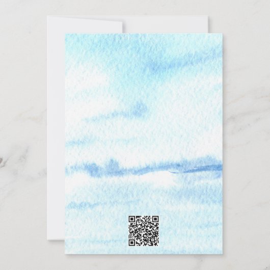 Wasserfarbener Küstenstrand Save the Date (Rückseite)