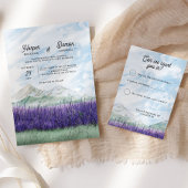 Wasserfarbener Lavendel Hochzeit Moderne RSVP Karte