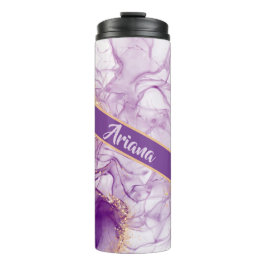 Wasserfarbener Lila Hintergrund mit goldenen Folie Thermosbecher