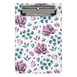 Wasserfarbener Lila Peony Floral Plane Mini Klemmbrett