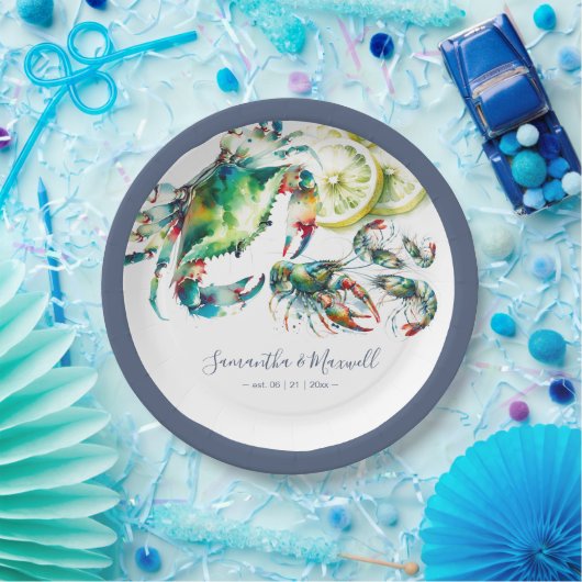 Wasserfarbener Meeresfrüchtekocher Pappteller (Party)