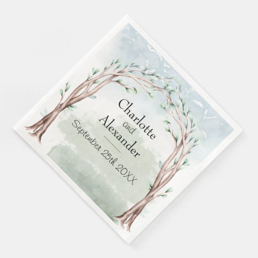 Wasserfarbener Messegelände mit Individuellen Name Serviette (Ecke)