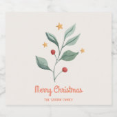 Wasserfarbener Mistletoe Stern Weihnachten Schaumweinetikett (Einzelnes Label)