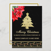 WASSERFARBENER MODERNER ELEGANTER POINSETTIA-BAUM FEIERTAGSKARTE (Vorne/Hinten)