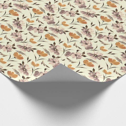 Wasserfarbener Mohn, abstraktes Blumenmuster. Geschenkpapier (Ecke)