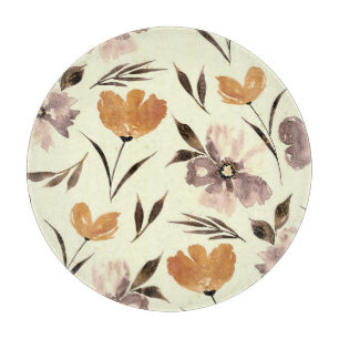 Wasserfarbener Mohn, abstraktes Blumenmuster. Schneidebrett