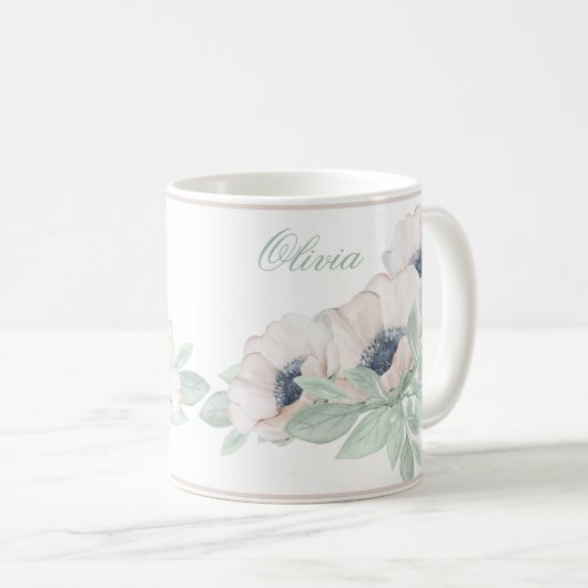 Wasserfarbener Mohn Elegante Kaffeetasse (VorderseiteRechts)