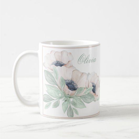 Wasserfarbener Mohn Elegante Kaffeetasse (Links)