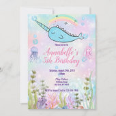 Wasserfarbener Narwhal unter dem Meer Einladung (Vorderseite)