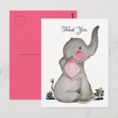 Wasserfarbener Niedlicher Baby-Elefant mit winzige Postkarte (Vorne/Hinten)
