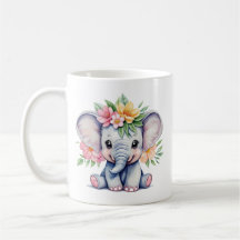 Wasserfarbener Niedlicher Elefant mit Blume