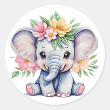 Wasserfarbener Niedlicher Elefant mit Blume