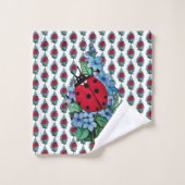 Wasserfarbener Niedlicher Ladybird mit blauen Blum Badhandtuch Set (Waschlappen)