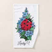 Wasserfarbener Niedlicher Ladybird mit blauen Blum Badhandtuch Set (Handtuch)