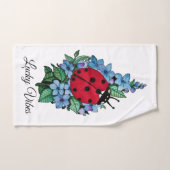Wasserfarbener Niedlicher Ladybird mit blauen Blum Badhandtuch Set (Handtuch)