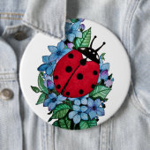 Wasserfarbener Niedlicher Ladybird mit blauen Blum Button (Beispiel)