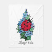 Wasserfarbener Niedlicher Ladybird mit blauen Blum Fleecedecke (Vorderseite)