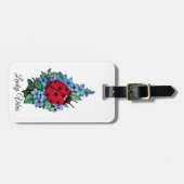 Wasserfarbener Niedlicher Ladybird mit blauen Blum Gepäckanhänger (Vorderseite horizontal)