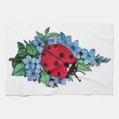 Wasserfarbener Niedlicher Ladybird mit blauen Blum Geschirrtuch (Horizontal)